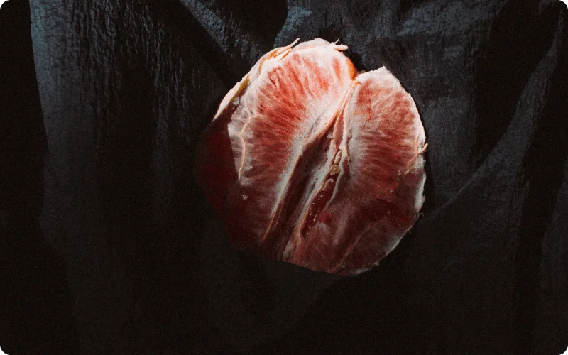 vaginal skin peeling symbolized with a peeled orange